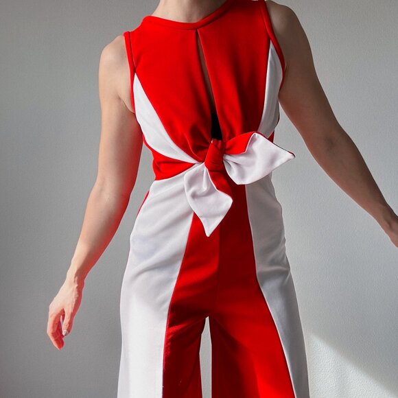 Rare Vintage 70's Bell Bottom Jumpsuit with Halter Style Top - Picture 7 of 8